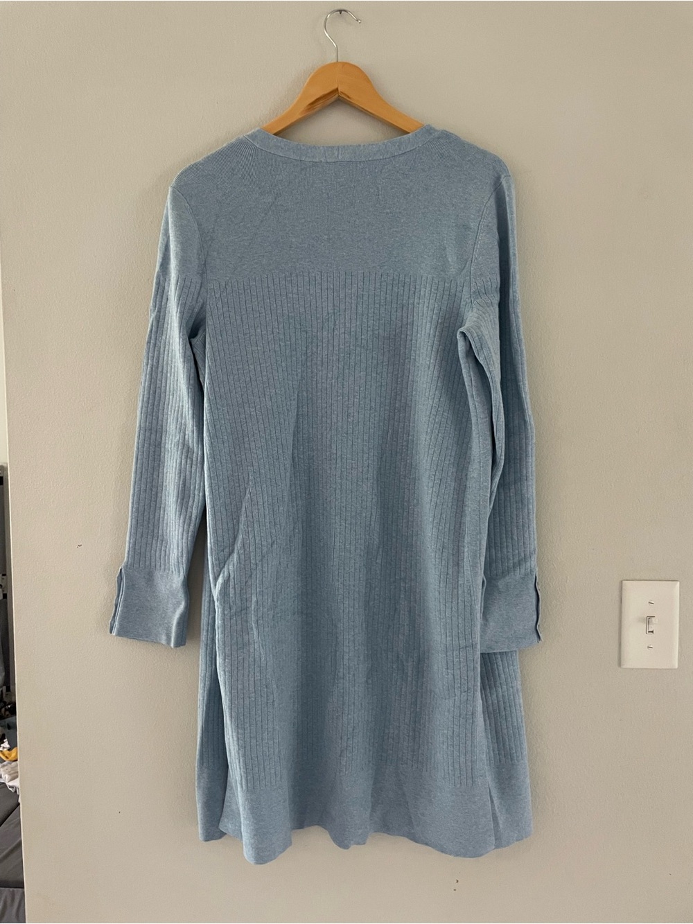 Talbots Light Blue Ribbed Open-Front Duster/Cardigan - Picture 2 of 5